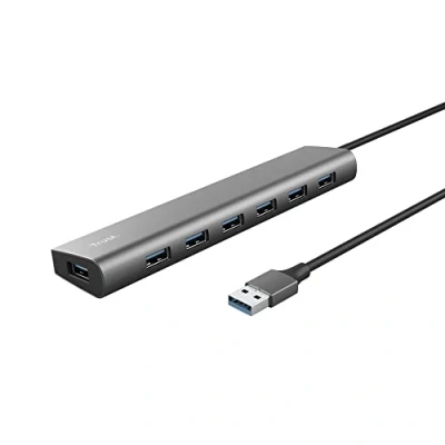 Imagen de Hub USB/Concentrador Trust Halyx, 7 puertos en 1, Para portátil o Macbook, 5 Gbit/s, Gris