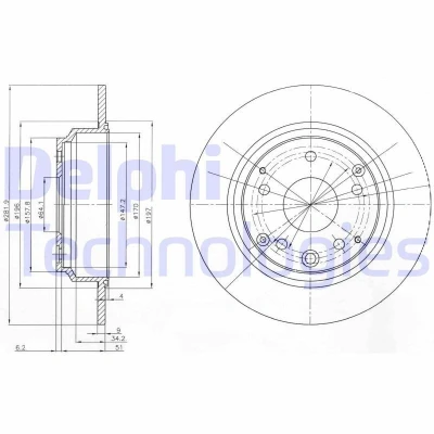 Imagen de DELPHI BG4095 Disco de freno 282 9 5 macizo aceitado sin procesar cojinete rueda, anillo sensor ABS HONDA: Accord 7 Tourer, Shuttle