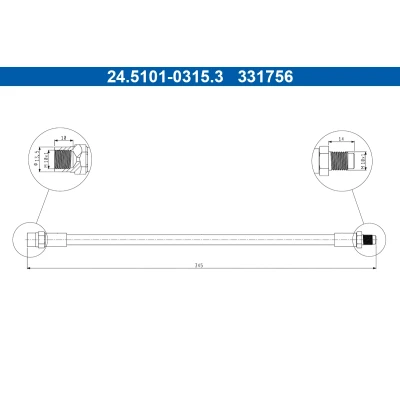 Imagen de ATE 24.5101 0315.3 Latiguillos de Freno 345mm M10x1mm