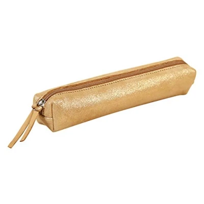 Imagen de Clairefontaine 410023C Estuche pequeño delgado celeste 19,5 x 2,5 4 cm de piel auténtica cordero, disco dorado