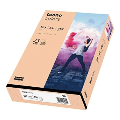 Imagen de inapa papel para impresora de color, colores tecno Colors: 120 g/m², A4, 250 hojas, salmón