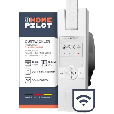 Imagen de HOMEPILOT Enrollador cinta RolloTron Classic Smart Control cómodo persianas. Accesorio persianas Home ¡instalación posterior! Capacidad carga: 45 kg
