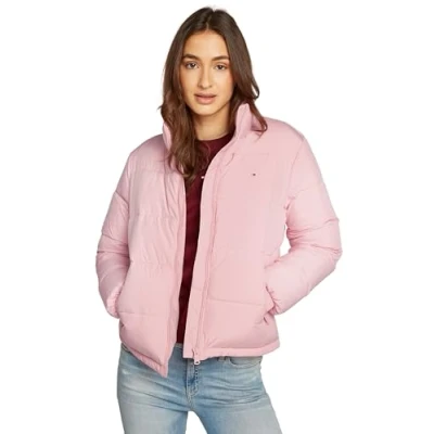 Imagen de Tommy Jeans Cazadora Acolchada Mujer Essential Puffer con Cuello Alto, Rosa (Ballet Pink), L
