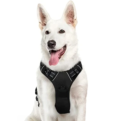 Imagen de Eagloo Arnes Perro Grande, Antitirones Antiescape, Chaleco Acolchado Ajustable, Anillos de Pecho y Espalda, Material Transpirable con Cinta Reflectante, Ejercer Correr, XL Negro