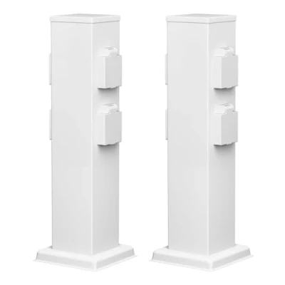 Imagen de ledscom.de 2 Tomas de jardín Columna Polly para Exterior, IP44, 4 vías, Acero Inoxidable, Blanco, Cuadrada, 40 cm