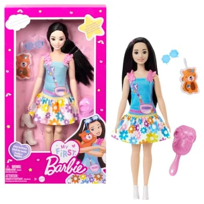 Imagen de Barbie Mi Primera, Juguete para niñas y niños de más 3 años, Muñeca Grande 34 cm, asiática con Cuerpo blandito Accesorios (Mattel HLL22)