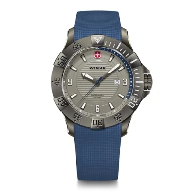 Imagen de Wenger Reloj de Hombre Seaforce Analógico Quarz, Ø 43 mm, Swiss Made, Resistente al Agua hasta 200 m, Azul/Gris, Correa Silicona Azul, 01.0641.142