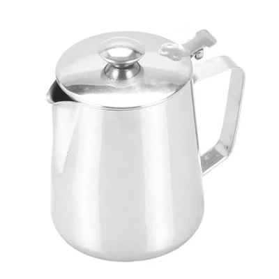 Imagen de Nikou taza de espuma, café acero inoxidable Jarra espuma leche con tapa para Arte(600ml)