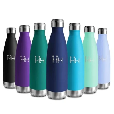 Imagen de Botella Termica 500ml, Garrafa sin BPA, Cantimplora Acero Inoxidable Reutilizable con Doble Pared, A Prueba de Fugas, Termo Agua para Escuela, Oficina, Deporte, Gimnasio, Viajes, Niños
