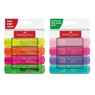 Imagen de FABER CASTELL 205211 Markerset 46, pastel en neon, 8 markers met spievormige punt, lijndikte 1 5 mm, navulbaar