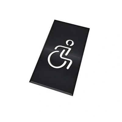 Imagen de DOJA BARCELONA Cartel para Baño &quot;Discapacitado&quot; Color Negro 180mm x100mm Simbolo Adhesivo WC Puerta Placa Pegatina Aseo, Aseos Cartel, Vinilo Adhesivo, Señal de Lavabo