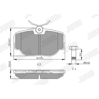 Imagen de JURID 573067J Juego de pastillas freno no preparado para indicador desgaste con accesorios LAND ROVER: Discovery 2, Range Rover 2