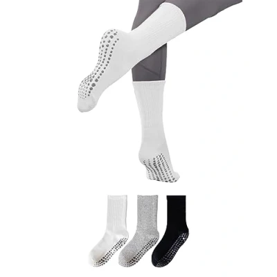 Imagen de MAGIC SELECT 3 Pares de Calcetines Yoga Antideslizantes. Deportivos Algodón para Mujer y Hombre. Medias Fitness. Blanco, Gris Negro. Talla 35/40.