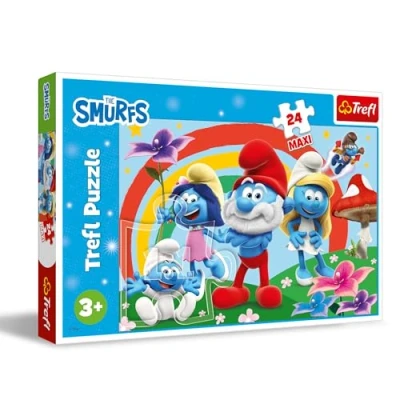 Imagen de Trefl, día pitufo. Puzle Maxi. 24 Elementos Grandes, Entretenimiento Creativo niños a Partir de 3 años, Multicolor (14374)