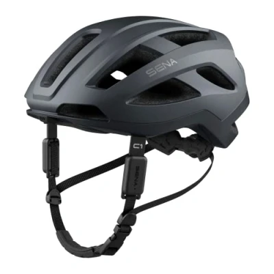 Imagen de Sena C1 Smart Helmet para ciclismo con intercomunicador Bluetooth y conectividad el smartphone música, GPS llamadas telefónicas (Gris mate, L)
