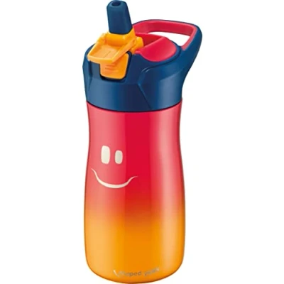 Imagen de Maped Botella de Agua Colección Concept Kids Acero Inoxidable 430 ml Color Rosa Fácil Abrir con Botón Bloqueo Incluye un Asa Limpieza Sencilla