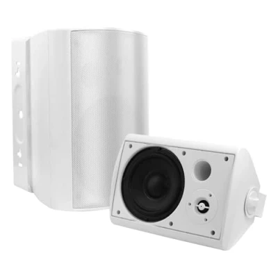 Imagen de STUDIOFINIX Altavoces Bluetooth de 6,5 Pulgadas y 400 vatios para Interior/Exterior Montaje en Pared Resistentes al Agua a la Intemperie el Patio, Garaje casa (Blanco)