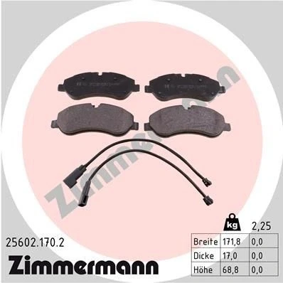 Imagen de ZIMMERMANN 25602.170.2 Juego de pastillas freno con contacto avisador desgaste Foto correspondiente a la entrega