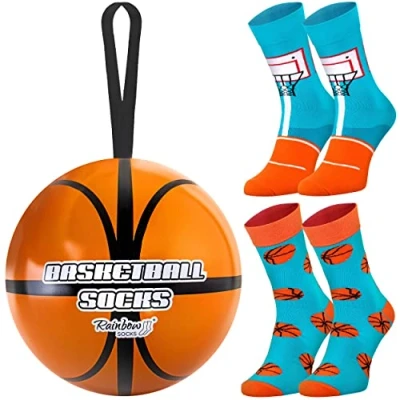 Imagen de Rainbow Socks Calcetines de baloncesto Regalo original, gadget para jugador 2 pares Talla 41 46
