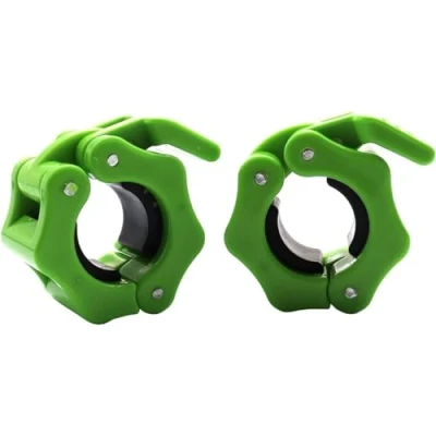 Imagen de Tioamy Abrazaderas para mancuernas con cierre giratorio levantamiento de pesas estándar, barra liberación rápida, hebilla profesional, 1 par 25 mm (verde)