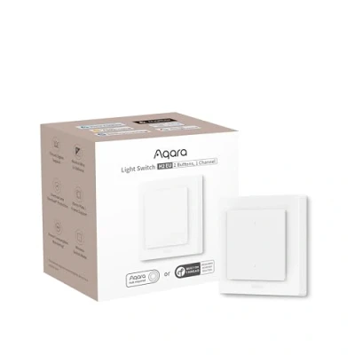 Imagen de Aqara Interruptor de Luz Inteligente H2 UE (2 Elemento 1 Canal, 2 en Neutro), Matter over Thread, Pared Inteligente, Thread/Zigbee, Compatible con Apple Home, Alexa y Google Home