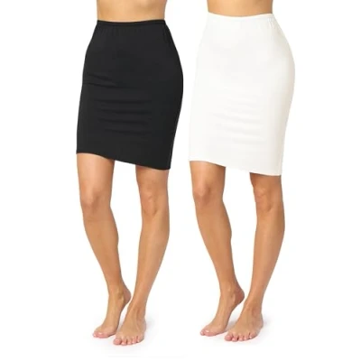Imagen de Merry Style Enaguas Minifalda Lencería Ropa Interior Mujer MS10 204(2Pack Negro/Ecru, XS)
