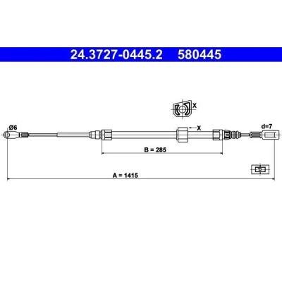 Imagen de ATE 24.3727 0445.2 Cable de Freno Mano 1415 MERCEDES BENZ: Sprinter 3 T Furgón, 2 Furgón