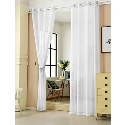 Imagen de WOLTU Cortina con Ojales Transparente Aspecto para Ventana Decorativo Salón Habitación Infantil Dormitorio 140x245 cm, Blanco(2 Piezas) VH5861ws 2