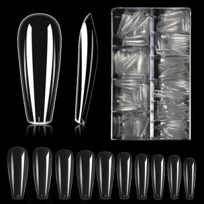 Imagen de Carehabi Trasparente Unghie Tips Set, 500 Pezzi di Punte per Finte Acriliche Artificiali con Custodia Studi e Nail art Fai da te a Casa 10 Misure