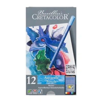Imagen de CRETACOLOR Marino, lápices de acuarela para artistas, 12 colores surtidos, diseño redondo, pintar y dibujar, material dibujo