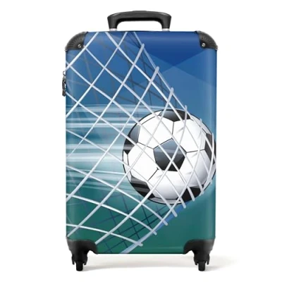 Imagen de NoBoringSuitcases.com Maleta Infantil, Infantil Niño, Niños con Ruedas, Cabina Niños, Maletas Infantiles Equipaje de Mano (55x40x20 cm), (Fútbol Azul)