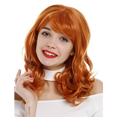 Imagen de WIG ME UP 3001 T2735 peluca para mujeres larga rizos pelo ondulado flequillo cosplay color naranja