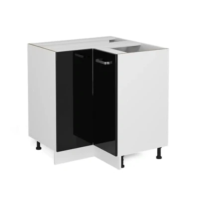 Imagen de Vicco Armario de Esquina R Line, Negro Brillo Intenso/Blanco, 75.6 cm sin encimera
