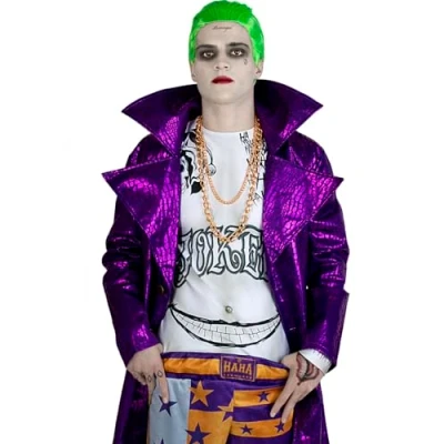 Imagen de Funidelia Kit Disfraz de Joker Suicide Squad para hombre Superhéroes, DC Comics adultos y divertidos accesorios Fiestas, Carnaval Halloween Talla XL Morado
