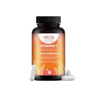 Imagen de Vitamina C 1000 mg Reforzada y Zinc más Bioflavonoides cítricos para mejorar su absorción Reduce Cansancio Fatiga Antioxidante Inmunológico 30 Cápsulas Vegetales