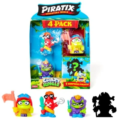 Imagen de PIRATIX ADVENTURE WORLD Serie Crazy Jungle, Pack de 4 Contiene Piratix: 1 neón y Sorpresa; Accesorios neón. 3 6