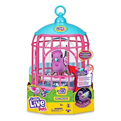 Imagen de Little Live Pets Jaula Pájaros Parlanchines, Mascota interactiva con más de 20 Sonidos y reacciones, Repite lo Que Dices, Caja para guardarlo, niños niñas Desde 5 años, Famosa (LPB15000)