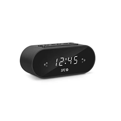 Imagen de SPC Frodi Radiodespertador Compacto, Teclas en Relieve, Gran botón de Snooze/Sleep, Alarma Dual, Pantalla XL, números Grandes, Pila Reserva