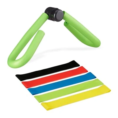 Imagen de Relaxdays Ejercitador de Muslos, 5 Bandas Resistencia, Brazos y Piernas, Entrenador Multifuncional Casa, Multicolor, 19 x 47 13 cm