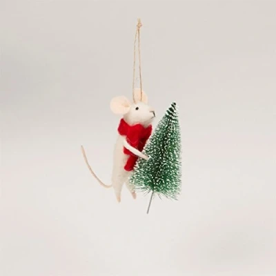 Imagen de Sass &amp; Belle Ratón con decoración de fieltro para árbol Navidad