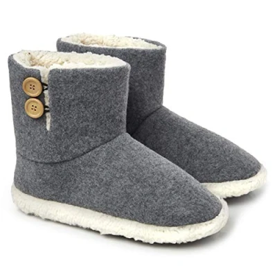 Imagen de DUNLOP Zapatillas Casa Hombre Altas Calienta Pies Invierno Cerradas Pantuflas de para Forradas Borreguito Suela Goma Dura (44 EU, Gris)