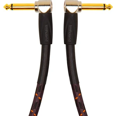 Imagen de Cable de patch/pedal la serie Gold Roland — Conectores en ángulo recto 1/4 pulgada, 1 m longitud RIC G3AA