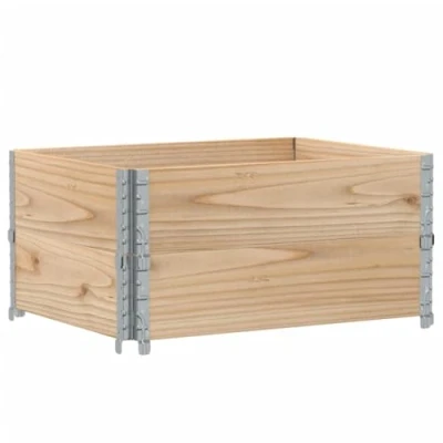 Imagen de vidaXL Collares de palets 2 Unidades Madera Maciza Pino 80x60 cm, collarín palets, Caja Palet, Marco apilamiento