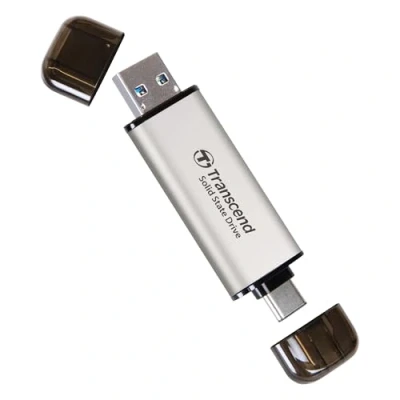 Imagen de Transcend Portable SSD ESD310S 1TB, 10 Gbit/s, Type A/Type C Compatible PS4/PS5 TS1TESD310S, Plata