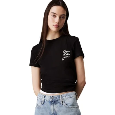 Imagen de Calvin Klein Jeans Script Institutional BABY TEE Camiseta estampada, Mujer, Talla: XXS, Black
