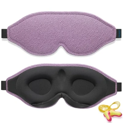 Imagen de Antifaz para Dormir Innovador Hombres y Mujeres, Máscara con Diseño que Bloquea la luz Claridad al 100%, Dormir, Tomar una Siesta, Meditar, Descansar bien Viajar（Violeta）