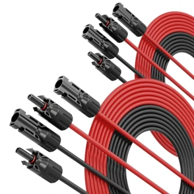 Imagen de ABSINA 4x 10 Metro cable solar 4mm2 H1Z2Z2 K negro y rojo para placa resistente a UV panel solar, 4mm, 4mm2, con enchufe,