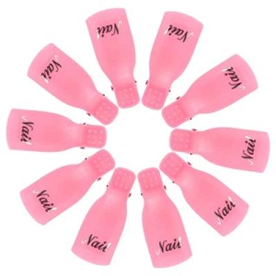 Imagen de Hanyousheng 10 Piezas Clip de plástico Acrílico para quitar Uñas artificiales Uña Pinza Arte Herramienta Manicura (Rojo Rosado)