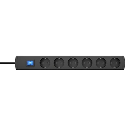 Imagen de Kopp UNOversal® 232805008 Regleta de 6 enchufes (1,4 m, con Interruptor y Gran Distancia), atornillable protección táctil, Color Antracita