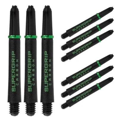 Imagen de Harrows cañas Supergrip de color verde carbón, mayor flujo aerodinámico, dardos, 3 por paquete, paquetes incluidos (9 en total) (Midi)